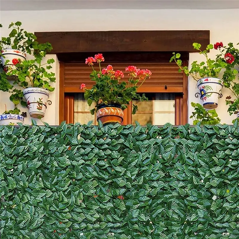 A72P Artificial Leaf Privacy Fence Screen 2X1M Hedge Panels Balcony Screen Ivy Leaves Fence Screen for Wall Garden Decor, B