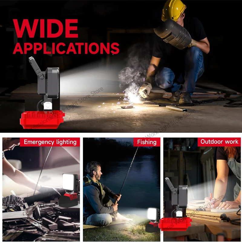 لميلووكي LED ضوء العمل 18 فولت بطارية ليثيوم أيون 3 بوصة مصباح محمول مصباح يدوي خارجي التخييم الأضواء 15 الخرز مع USB