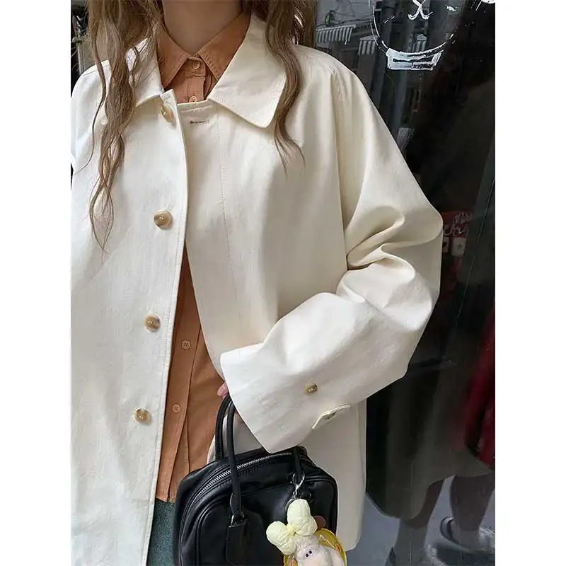 ملابس النساء الخريف زر الموضة بلون سترة الإناث كل مباراة المألوف جيب تظهر رقيقة سترة واقية سترة #4