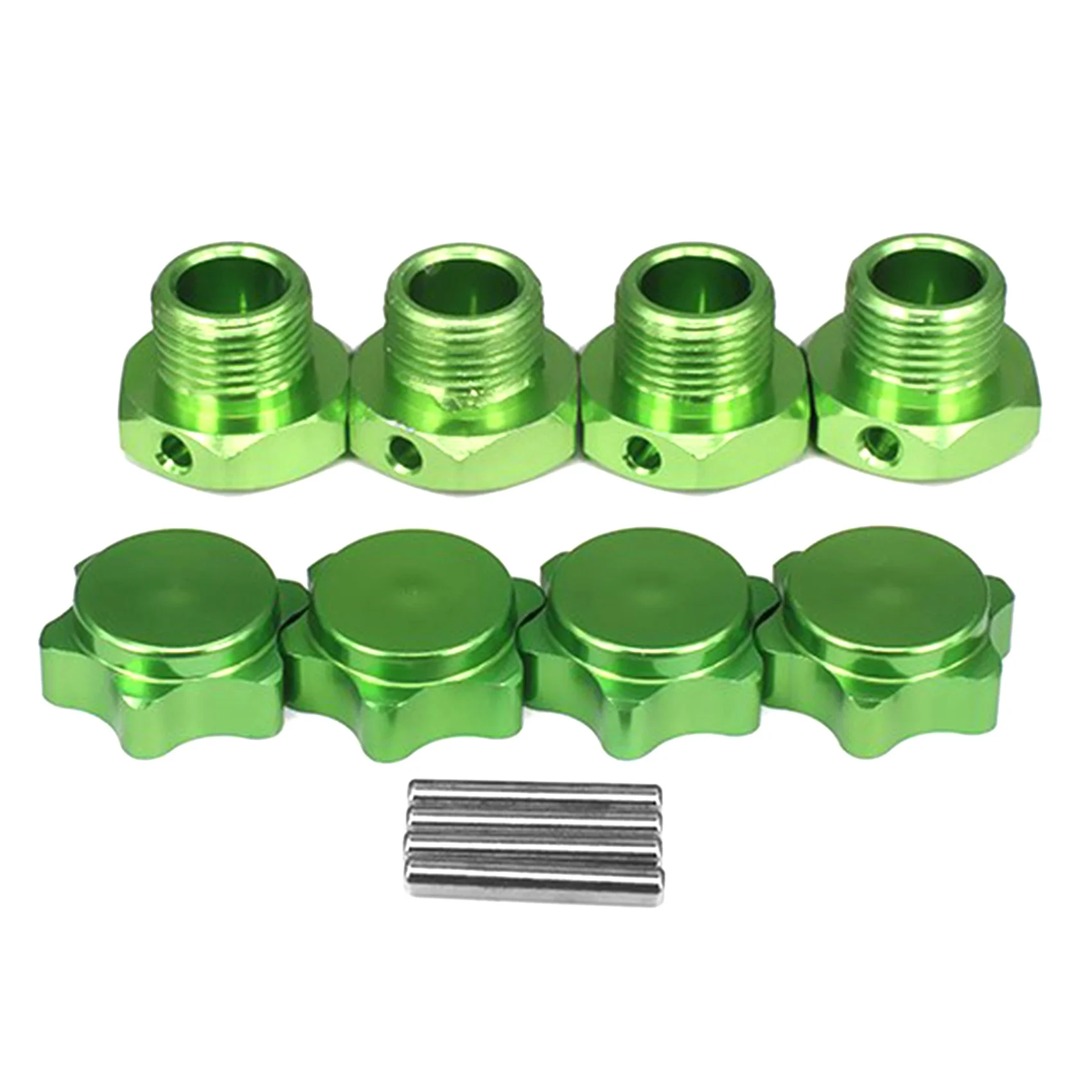 4PCS/Set 1/8 RC Model Car 17MM Metal Coupling with Dust Cap for HPI HSP 94762 9408 1/8 RC Car Parts Green