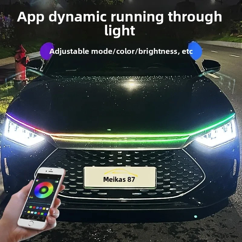 

APP Symphony head through light dynamics, hood decoration yellow light flowing water car exterior modification