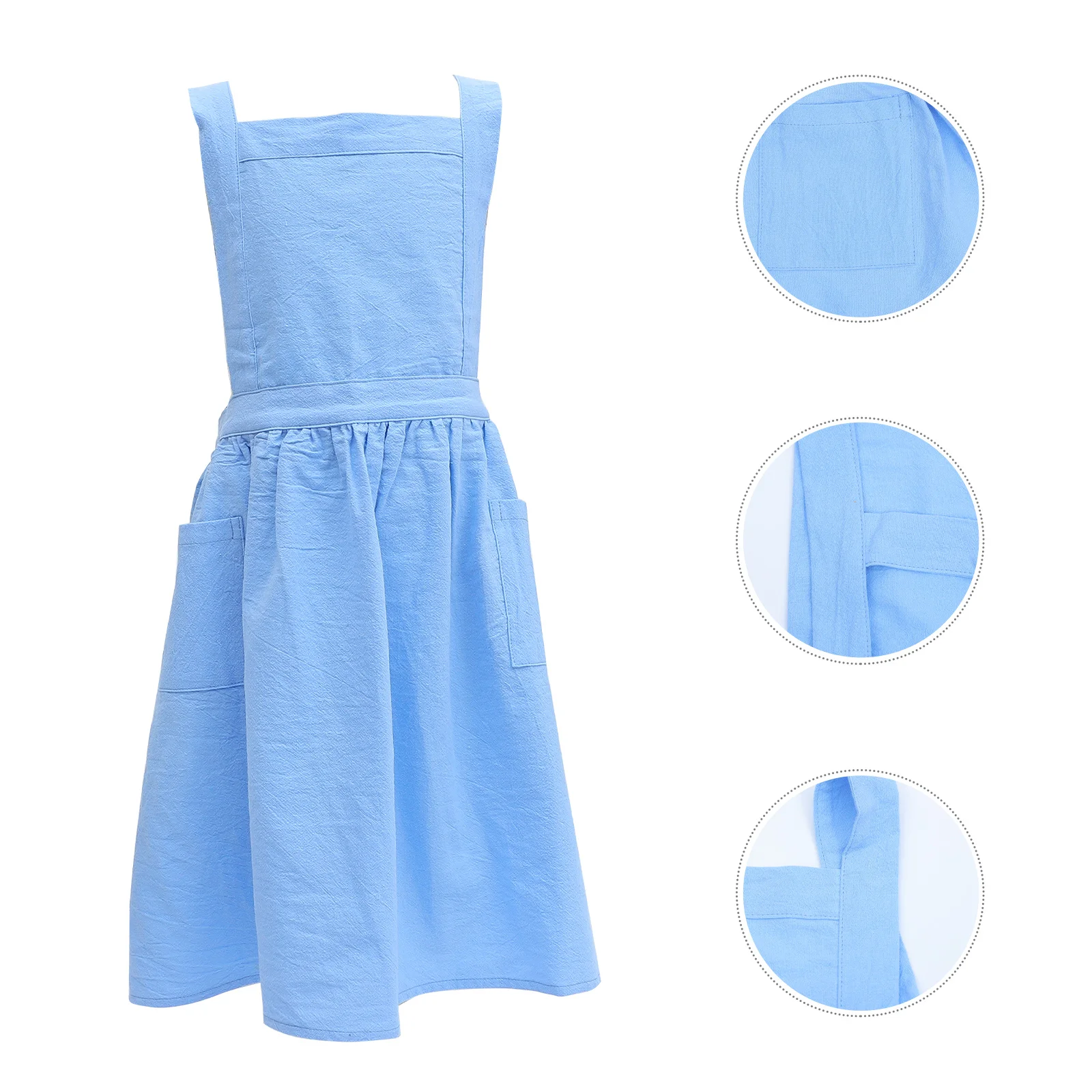 

1pc Apron Sleeveless Artist Baking Chef Cotton Linen Comfortable Breathable Painting Cooking Apron Double Pocket