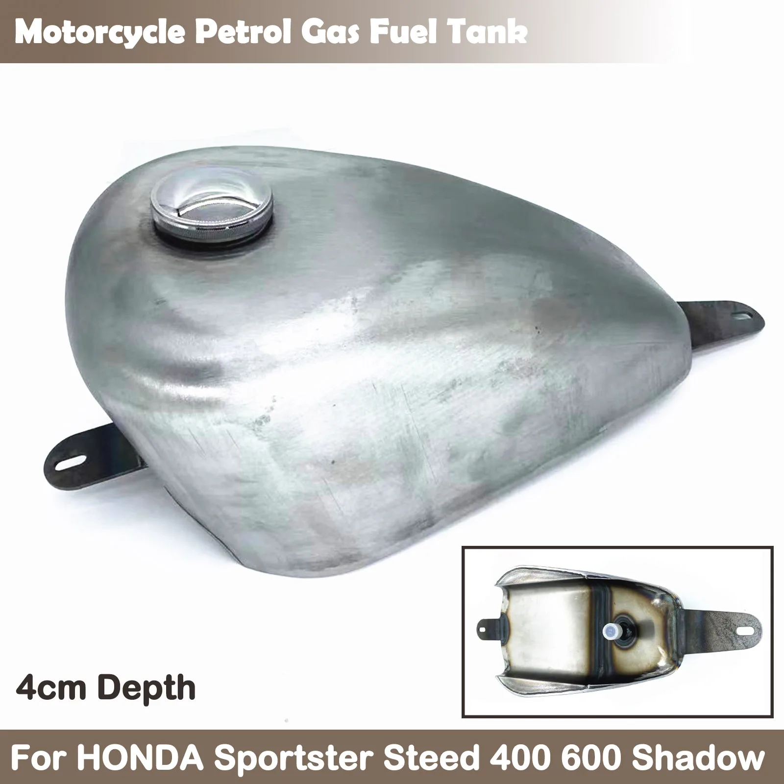 9 L Motorcycle Petrol Gas Tank 4 CM Depth High Waist Motorbike Can For HONDA Steed 400 600 Shadow VT600 VLX600 VLX400