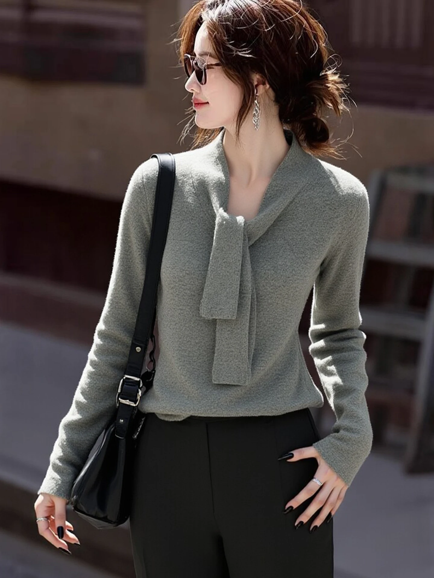 

Шикарный вязаный свитер, повседневный длинный светящийся накладной Ele, женский модный зимний шерстяной топ для отдыха, удобный корейский слей