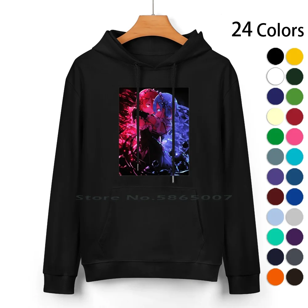 Rem And Ram ( Re Zero ) Pure Cotton Hoodie Sweater 24 Colors Ram And Rem Figures Ram And Rem Wallpaper Ram And Rem Matching