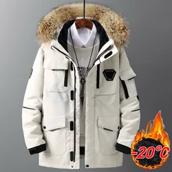 Fur Collar Winter Jackets Men Hooded Parka Coat Outdoor Thick Warm White Duck Down Jacket Jaquetas Masculina Inverno