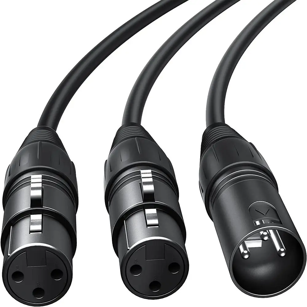 50cm Amplifier Foil Braided Shielded Balanced 3Pin XLR Splitter Cable Microphone Line Y-Splitter Male to Dual Female
