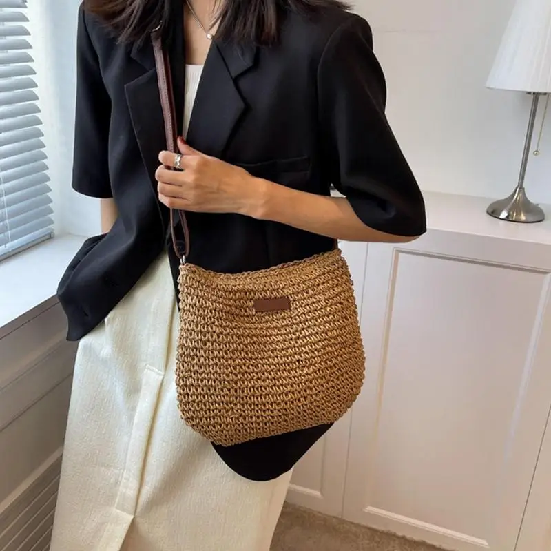 Summer Straw Bag Natural Sling Straw Handbags Straw Tote Bag Summer Purses for Lardies Beach Work Shopping Outgoing Dating