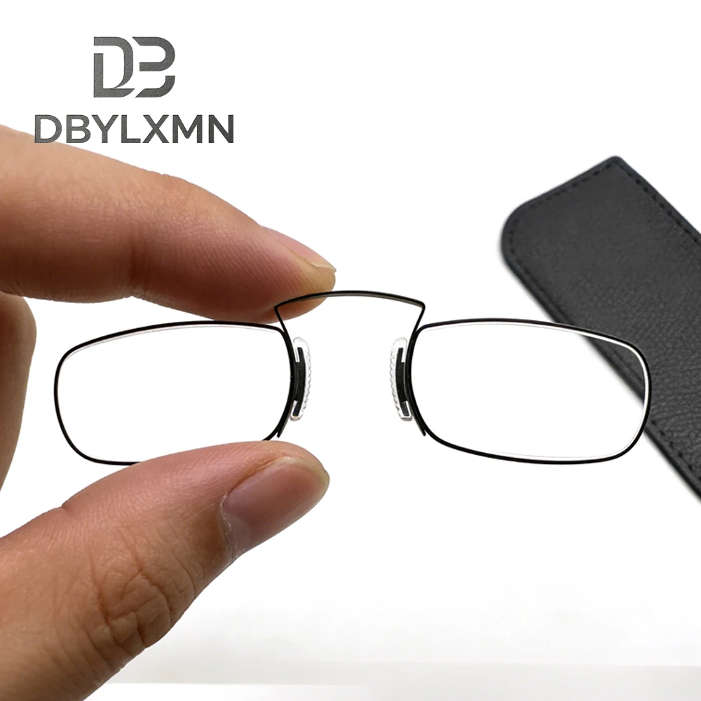

DBYLXMN Ultra-Thin Nose Clip Reading Glasses No Temple Rimless Presbyopia Eyeglasses Mini Pocket Readers for Men Women