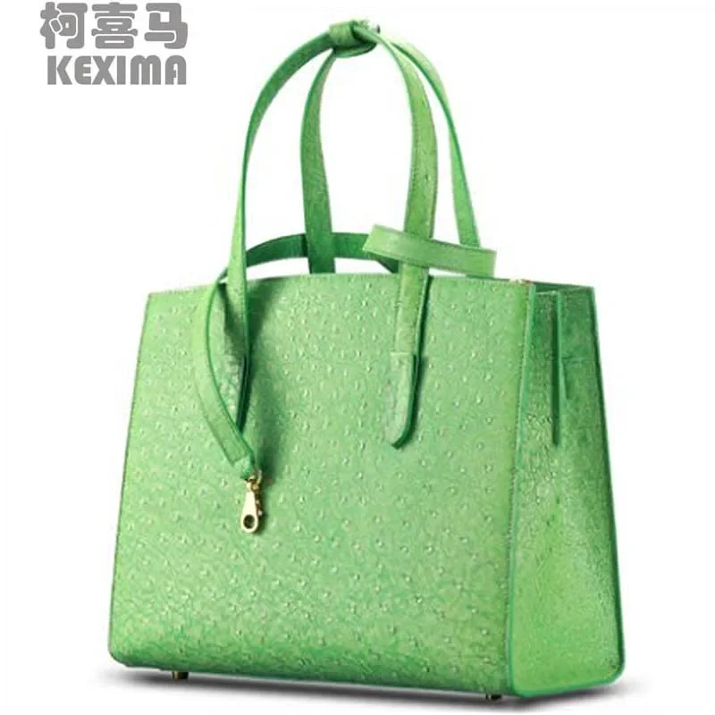 Cestbeau new ostrich skin handbag for ladies imported  multi-layer single-shoulder bag for women soft green