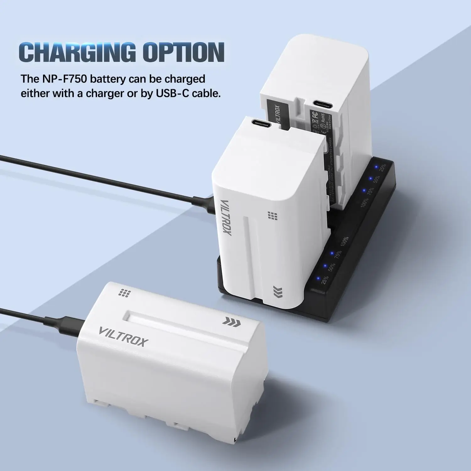 بطارية ليثيوم محمولة Viltrox ، واجهة من النوع C ، مؤشر طاقة ليد للشاشة