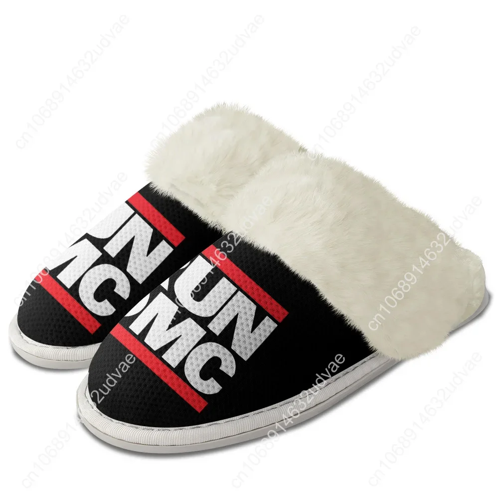 Run DMC Plush Slippers Keep Warm Shoes Mens Womens Home Cotton Bedroom Customized Thermal Lightweight Slipper DIY