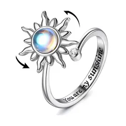 Satinless Steel Sun Rings For Women Anti Stress Anxiety Fidget Sunflower Sun Star Ring Party Aesthetic Jewelry Gift Bijoux Femme