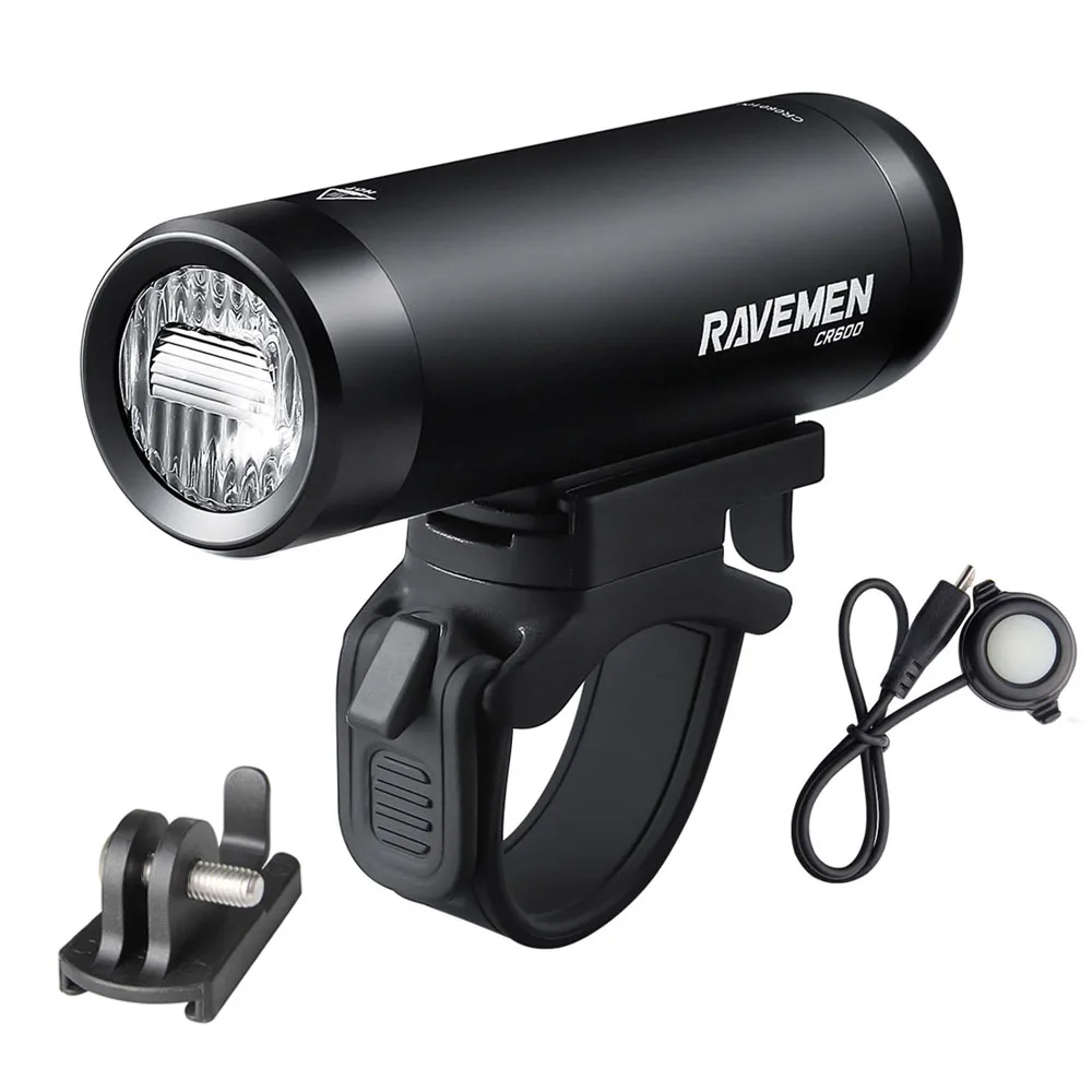 

Ravemen Bike Head Light CR600 Rechargeable Anti-Glare Bicycle Front Lamp Anti-Glare T-Shaped Beam With AUB01 Upside-down Mount