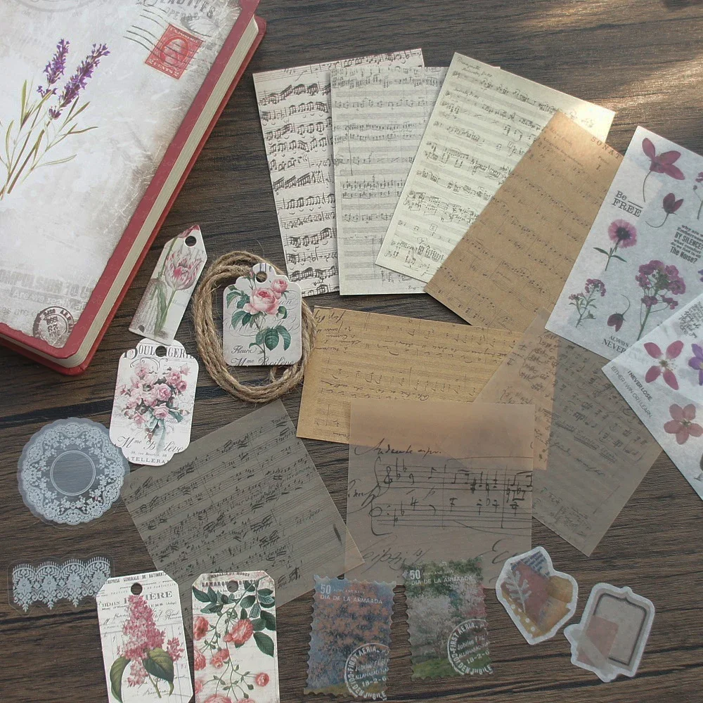 

60pcs Romantic Poet Manuscript Flower Leave Painting Style Paper Sticker Tag Set Scrapbooking DIY Gift Decoration