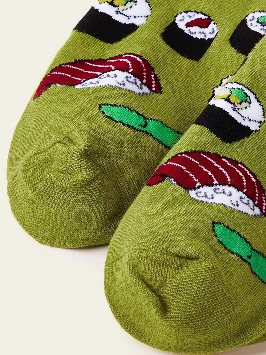Calcetines con estampado de sushi para adultos, divertidos calcetines con temática de comida, regalo colorido para los amantes del sushi