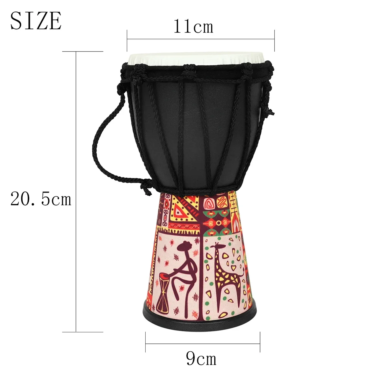 4 Inch African Drum Handmade Traditional African Hand Drum Colorful Djembe Drum for Children Study Percussion Musical Instrument