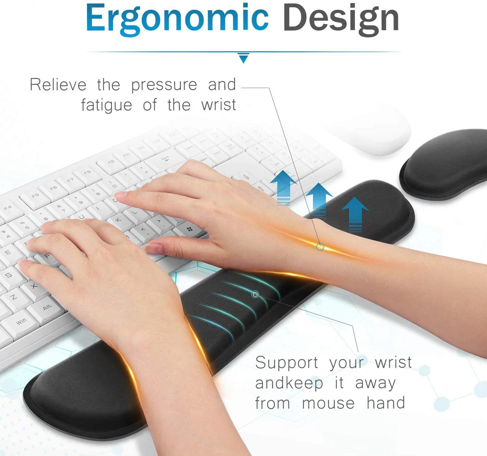 Yeni klavye bilek istirahat Pad bilek dinlenme Mouse Pad bellek köpük süper fiber dayanıklı rahat Mousepad ofis oyun için