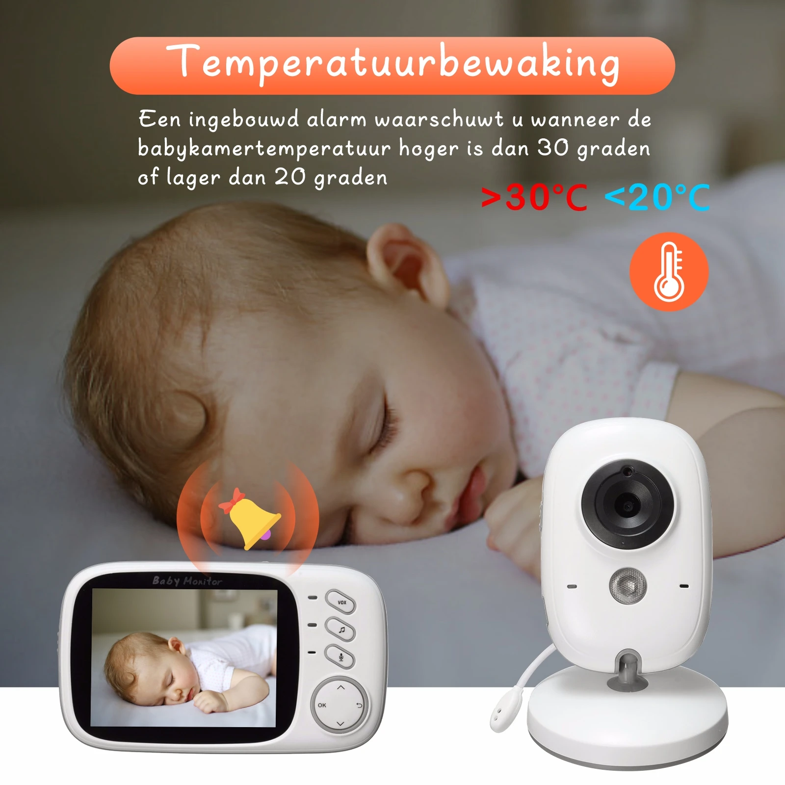 Vb603 Babyfoon 2.4G Draadloos Met 3.2 Inch Lcd 2 Way Audio Talk Nachtzicht Bewaking Bewaking Camera Babysitter