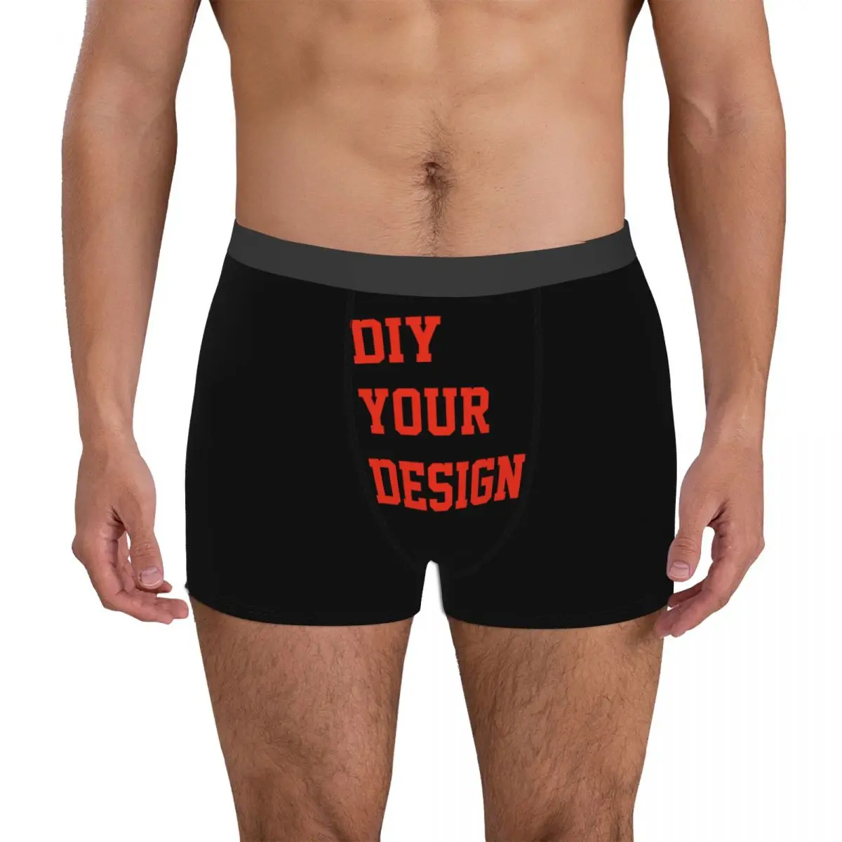 Cueca Personalizada Boxer Shorts para Homens, DIY, Engraçado, Poliéster, Cuecas Personalizadas, Masculino, Plus Size