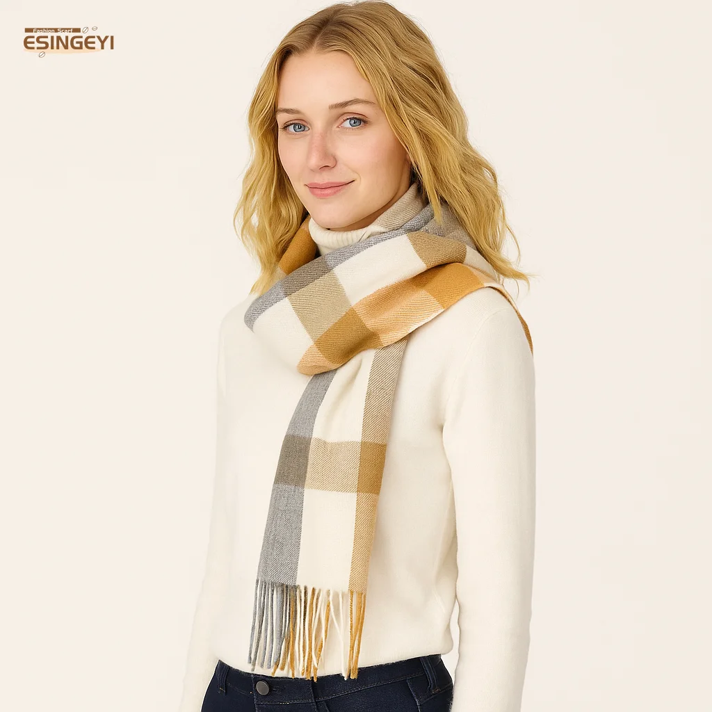 

ESINGEYI SCARF Christmas Double-sided Thick Cashmere Scarf Two-tone Winter Warm Shawl Wrap for Men and Women