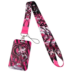 Monster High Key lanyard Car KeyChain ID Card Pass Gym Mobile Phone Badge Kids Key Ring Holder Jewelry Accessories Decorations