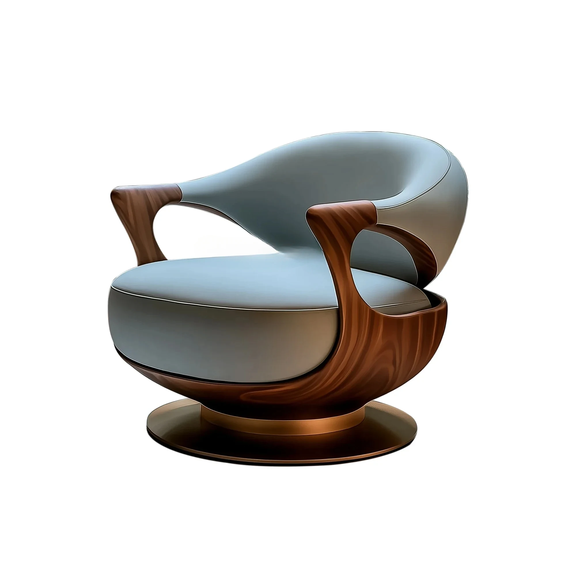 

Italian minimalist large flat balcony walnut leather ingot chair light luxury modern leisure single sofa