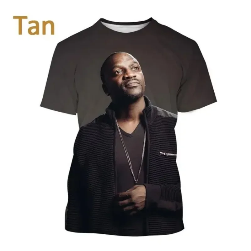 High-quality Creative Akon 3D Printed T-shirt American Rapper Singer Casual T-shirt Hip-hop Harajuku Unisex T-shirt Tee Tops