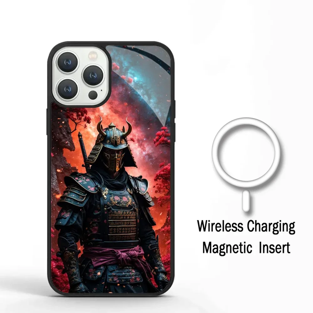 Japanese Bushido Samurai Phone Case For IPhone 11 12 13 14 15 Plus Pro Max Mirror Acrylic Cover For Magsafe