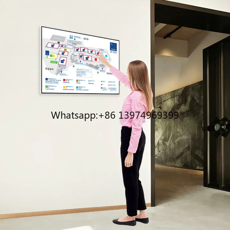 HUSHIDA 32 43 55 Inch Digital Board Lcd Touch Screen Indoor Advertising Wall Mount Digital Signage