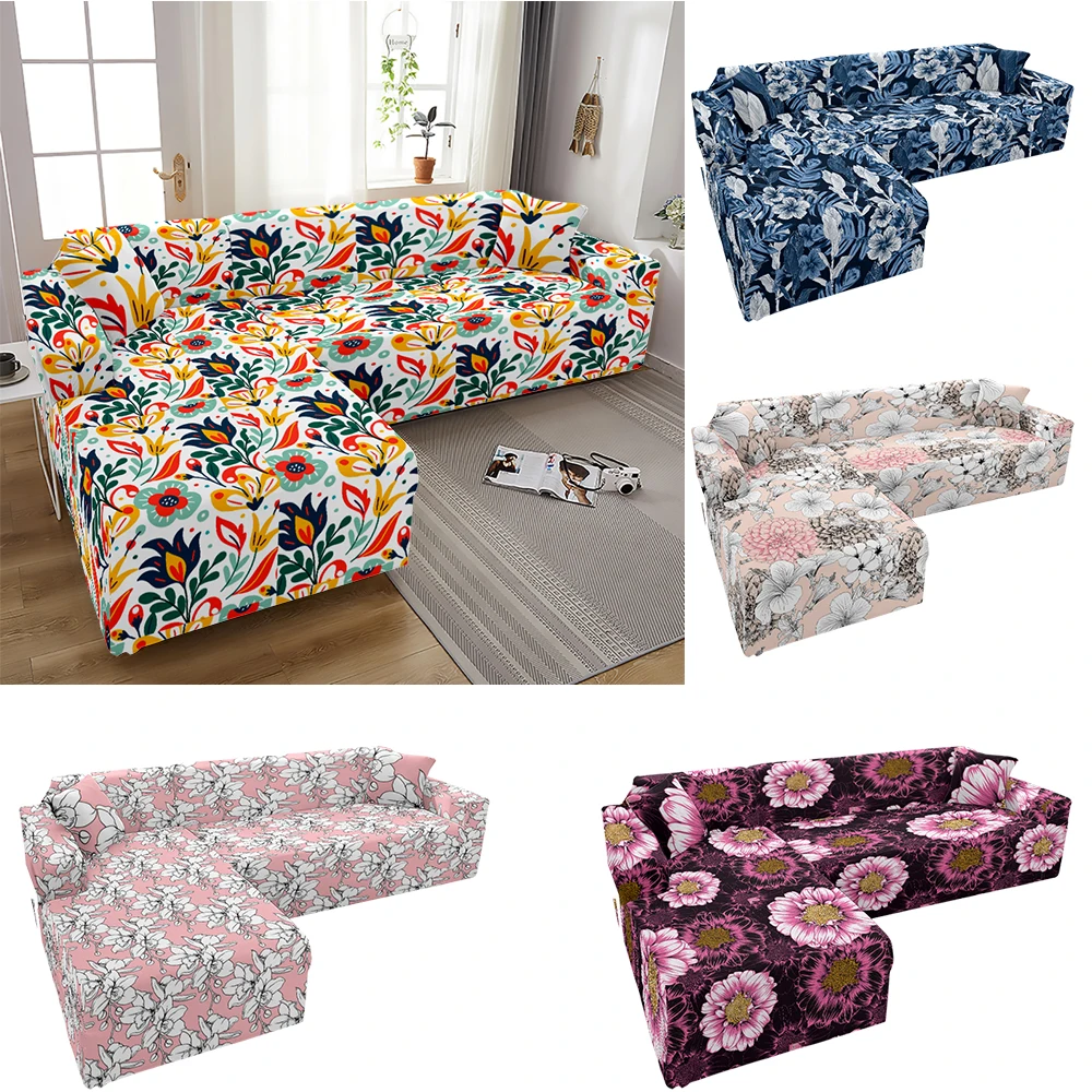 Plant Flower   Sofacover L Shape 1/2/3/4-Seater Small Sofa Sofa Liner Kids Sofa 1/2/3/4-Seater Armchair  Straight Sofascover