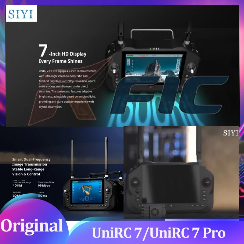 

SIYI UniRC 7/UniRC 7 Pro 7 Inch Dual Frequency Band 2.4 & 5 GHz Handheld Ground Station Smart Controller with 1080P