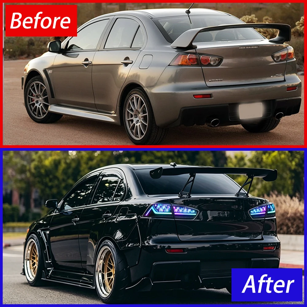 For Mitsubishi Lancer 2008-2018 Car Taillights Assembly Upgrade Start Animation LED RGB Style Dynamic Signal Light Accessories