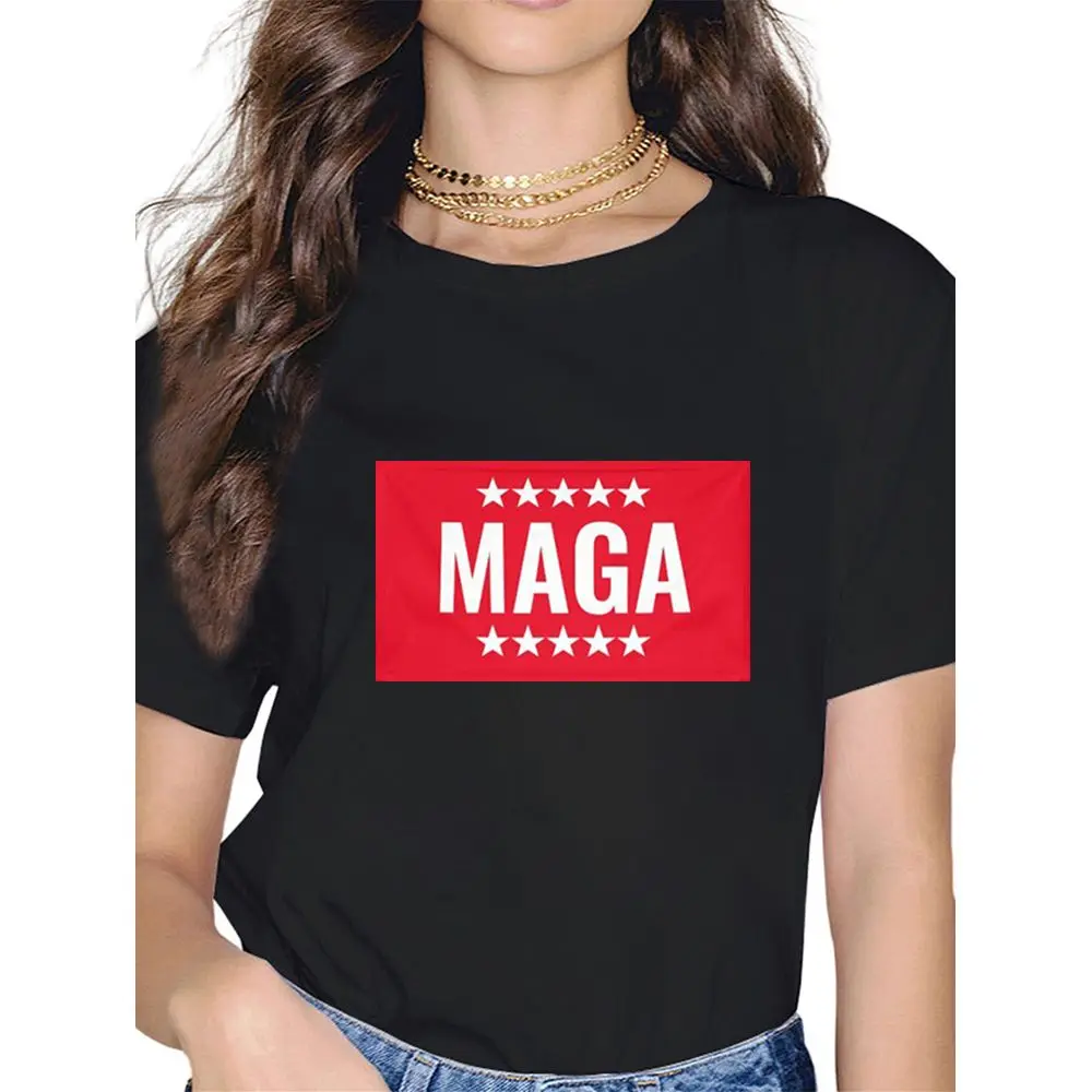 2024 US Election Battle Uniform FIGHT MAGA Print Loose Top Shooting Gives Me More Power To Vote For Trump Oversized T-shirt