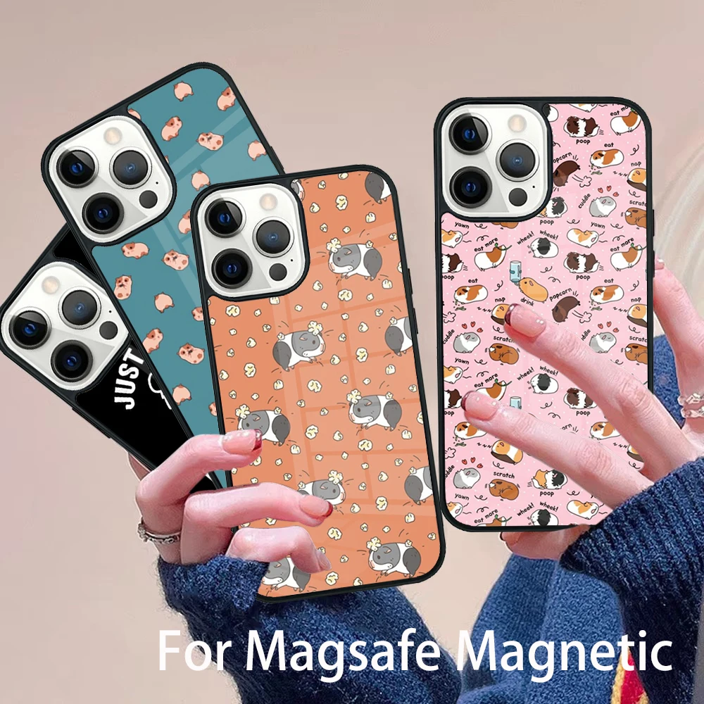 

Cartoon Guinea Pig Phone Case Magesafe Magnetic Wireless Charge Cover For IPhone 16 11 12 13 14 15 Pro Max Plus Mini
