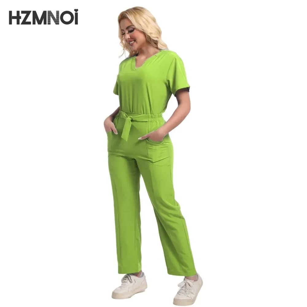 New Clinical Uniform Fashion Pocket Scrubs Suit Hospital Scrubs Uniforms Medical Clothing Doctor Nurse Nursing Uniform Women Set