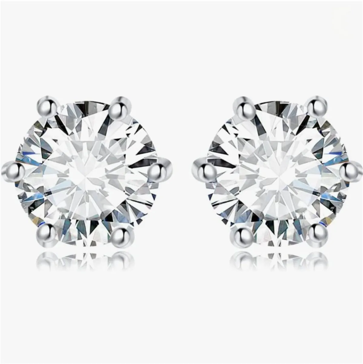 

18K Gold Solid Gold Lab-Grown Diamond Round 6-Prong Earrings Platinum White Gold 1CT High-End Custom Jewelry Wholesale