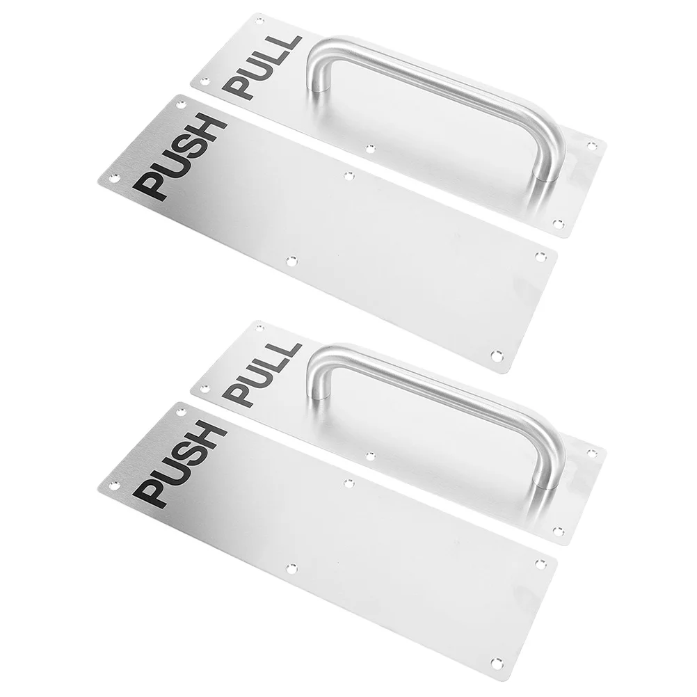 

2 Sets Stainless Steel Pull Handle Door Push Pull Plate For Fire Doors Commercial Home Use Multi-Function Metal Door Hardware