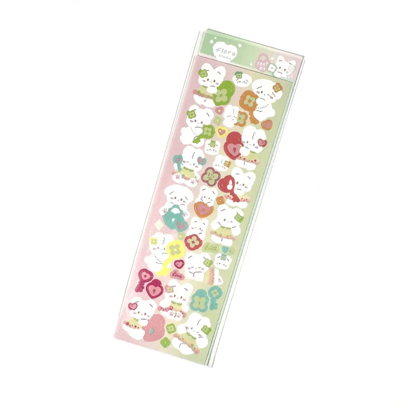 Korean Kawaii Cute Cartoon Animal Rabbit Bear Stickers Handbook Photo Album Star Card Photo Notebook Diary Decorative Stickers