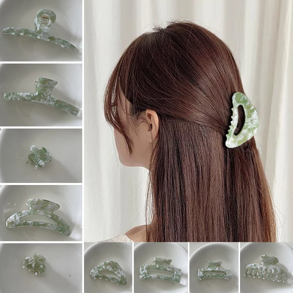 Summer Sweet Green Grab Claw Clip Hairpin European Ladies Headdress Hair Catch Shark Clip Bangs Accessories For Women