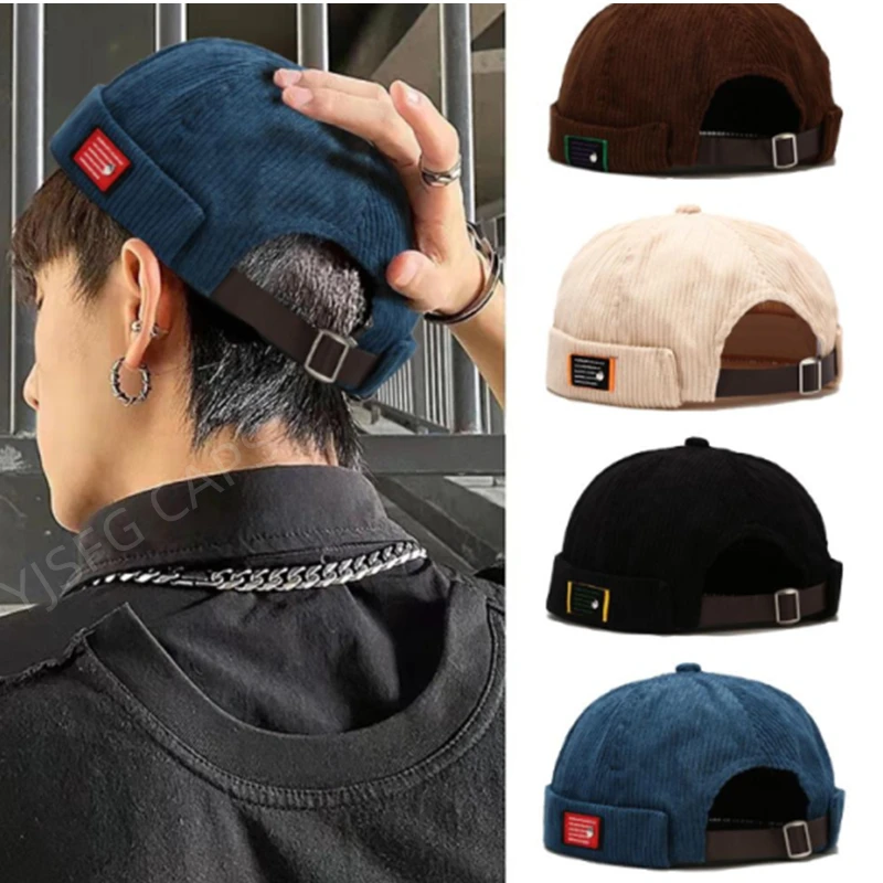 New Corduroy Landlord Caps For Men Beanie Hats Personalized Label Street Trend Hip-hop Harajuku Winter Hats Docker Cap Wholesale