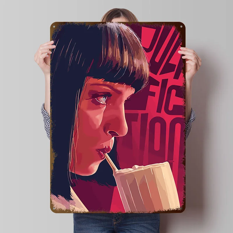 Pulp Fiction Metallposter Individualisierte Wandkunst Retro Vintage Metallschilder für Heimdekoration Wohnzimmer-Dekoration Gaming