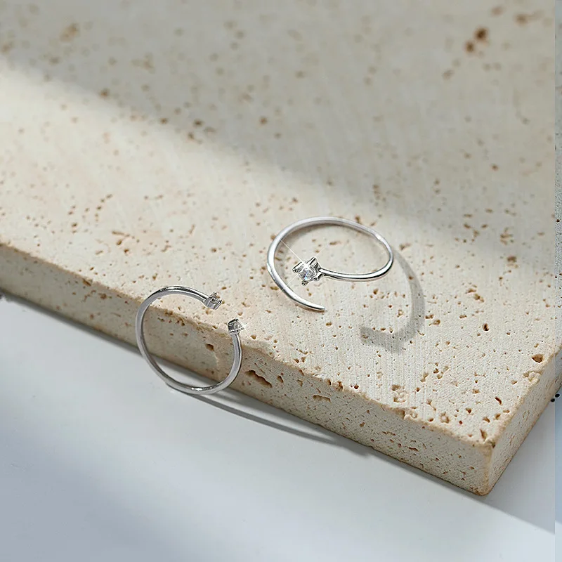Women's Geometric Zircon Meteor Trajectory Opening Ring