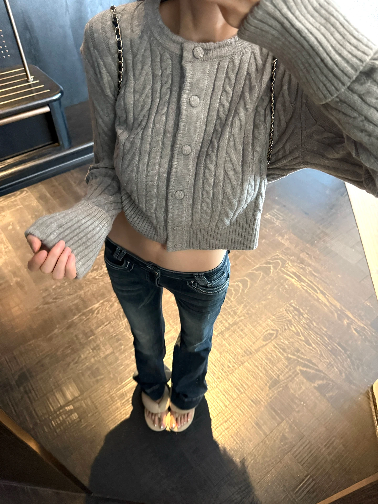 

Женский модный укороченный вязаный кардиган Slim Fit в уличном стиле, винтажный, с узором «косы», из трикотажа