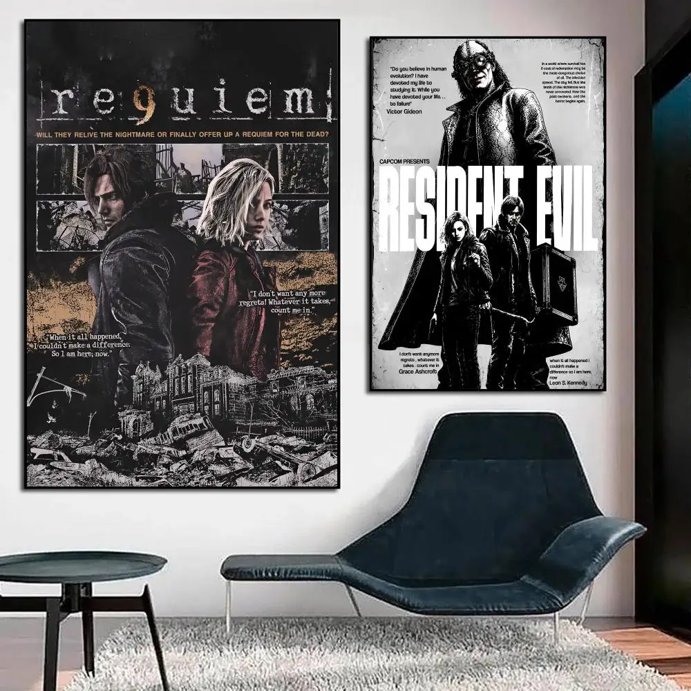 Game R-resident Evil Requiem Poster Durable Waterproof Aesthetic Stickers Wall Art HD  for Office Bedroom Bar  Coffee Home Decor