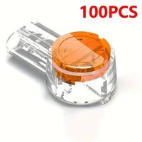 100pcs UY2 Telephone Wire Splice Connectors - Insulated Gel-Filled Orange Clear Button Butt Connectors for K2 Network Cables