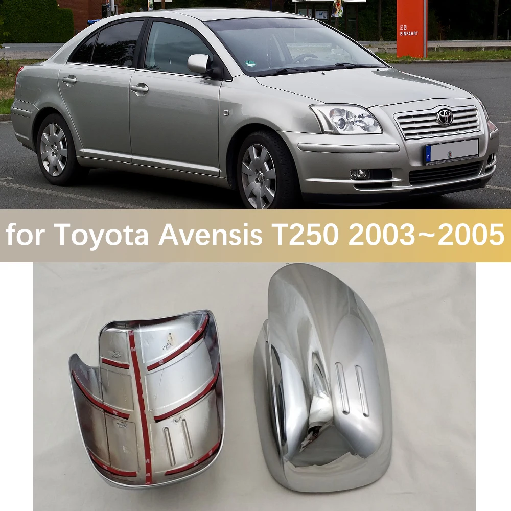 

Car Chrome Mirror Cover for Toyota Avensis T250 2003~2005 2004 T25 Carbon Fiber ABS Rearview Mirro Trim Cap Sticker Accessories