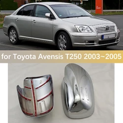 Car Chrome Mirror Cover for Toyota Avensis T250 2003~2005 2004 T25 Carbon Fiber ABS Rearview Mirro Trim Cap Sticker Accessories