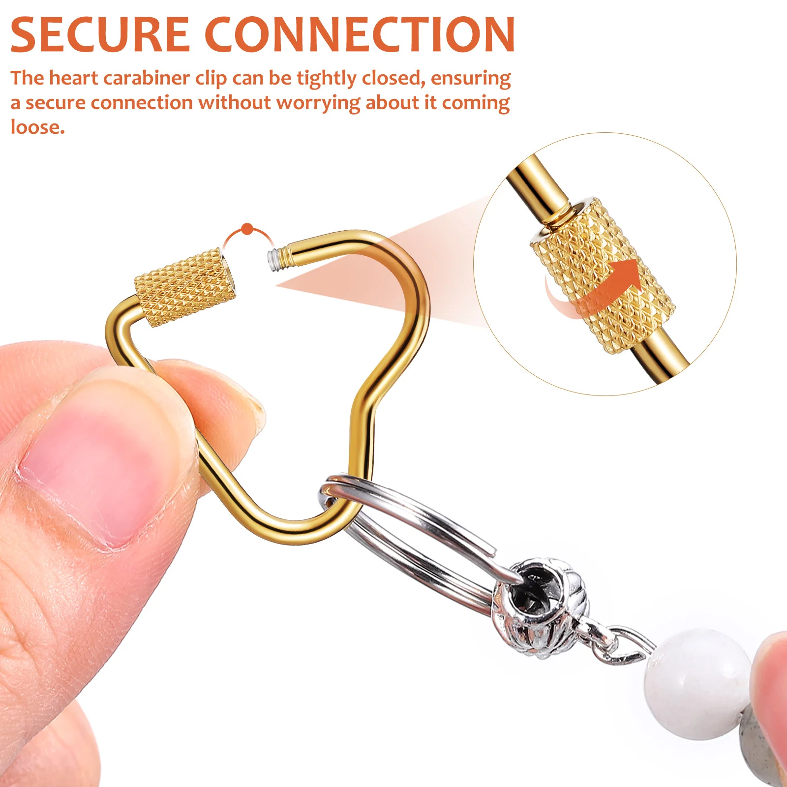 

4Pcs Heart Carabiners Stainless Steel Keychain Clips Heavy Duty Metal Clips for Jewelry Bags Chains Accessories