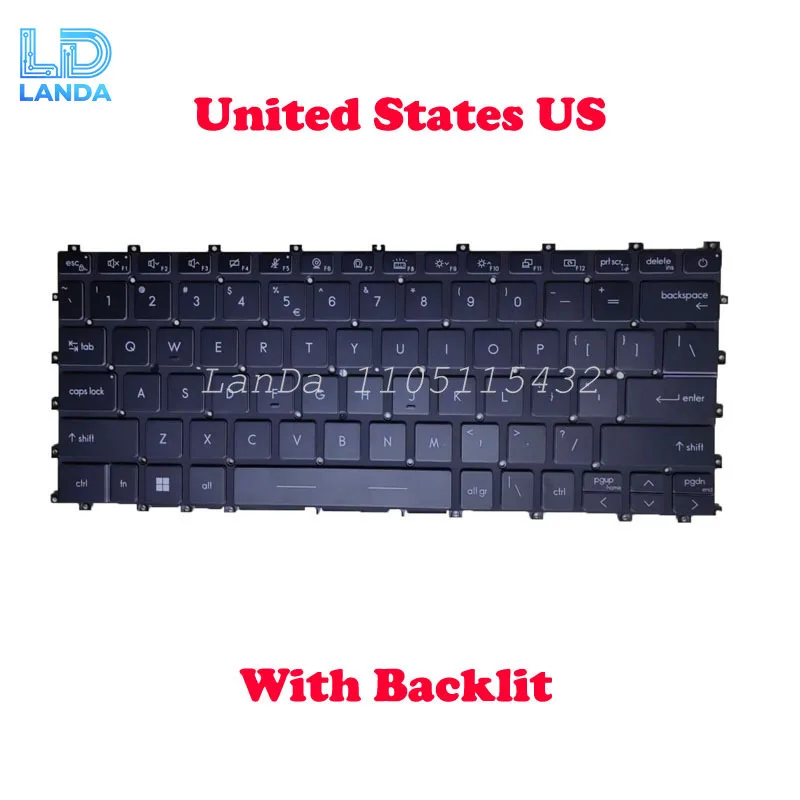 

Черно-белая клавиатура с подсветкой для ноутбука V211322CK1 US S1N1EUS2D1SA0 S1N-1EUS2D1-SA0, английская, американская, без рамки, новая